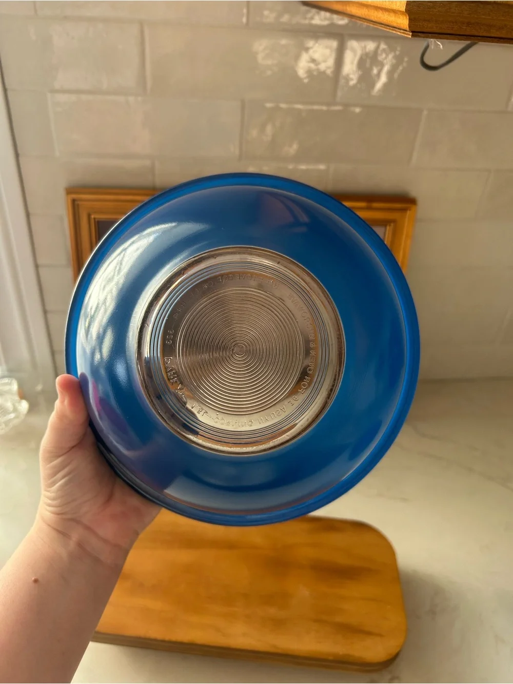 Vintage PYREX Blue Clear Bottom Mixing Bowls 322 323 Set of 2